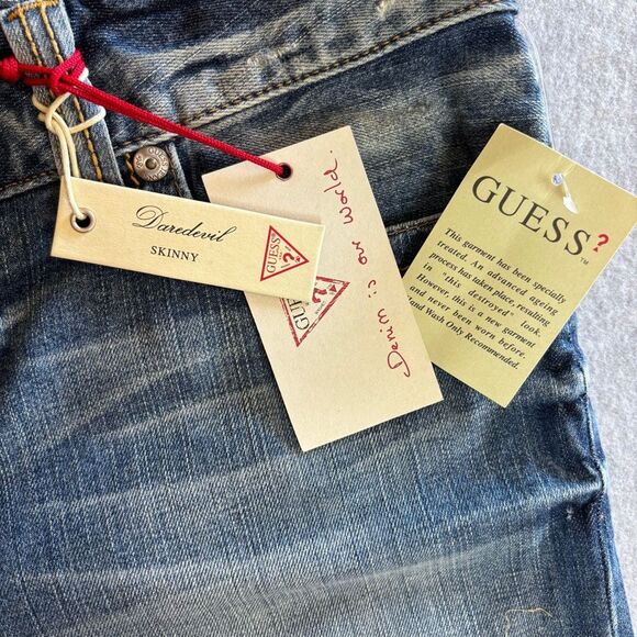 Guess Jeans Daredevil Skinny in Haley Wash Denim Jeans Size 32 Regular NEW - Picture 6 of 7
